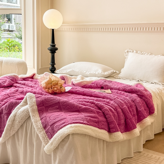 91家纺网 家纺一手货源 找家纺 （总）呗旺鹿 2024新款多巴胺双面塔肤绒高克重盖毯（特价款）