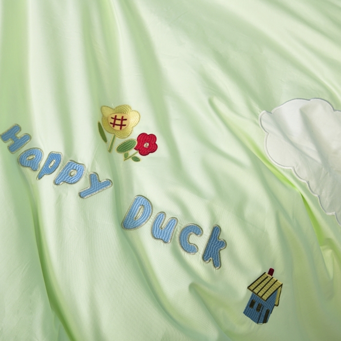 91家纺网 家纺一手货源 找家纺 佳梦家纺 2024新款40支全棉轻熟贴布绣卡通四套件 春游鸭