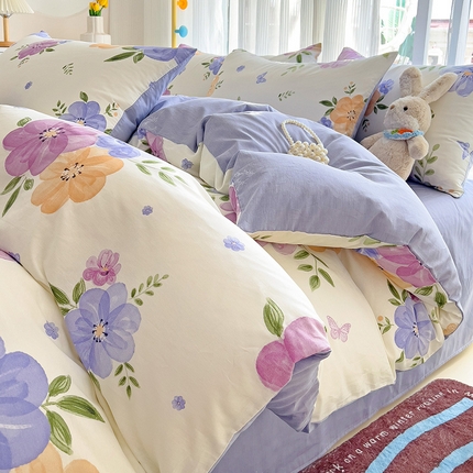 91家纺网 家纺一手货源 找家纺 （总）优选 2025直播爆款全棉12868印花四件套纯棉学生三件套床笠