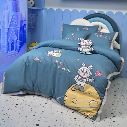 91家纺网 家纺一手货源 找家纺 （总）佳梦家纺 2024新款40支全棉高端贴布绣卡通四件套