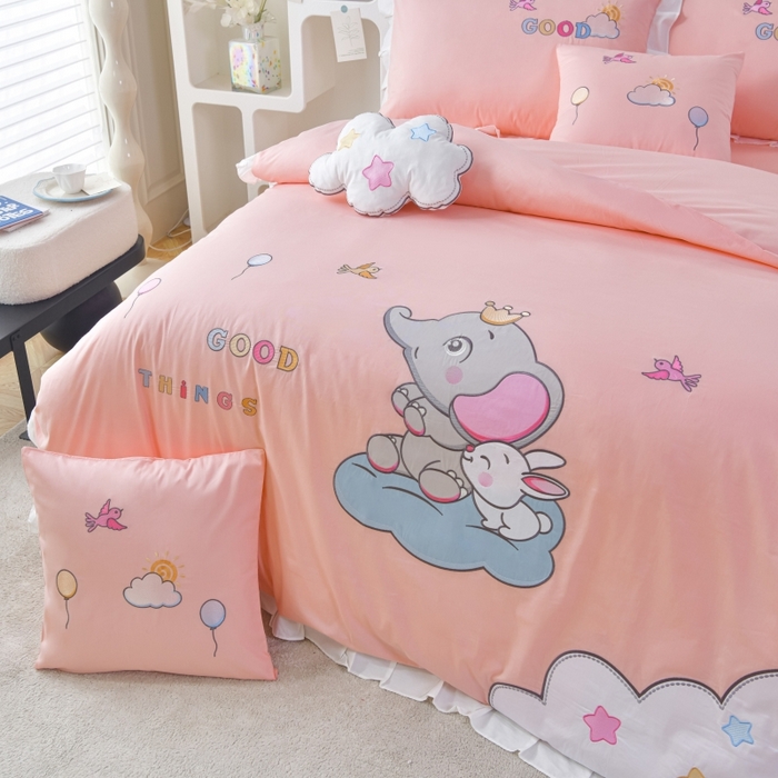 91家纺网 家纺一手货源 找家纺 （总）佳梦家纺 2024新款40支全棉高端贴布绣卡通四件套