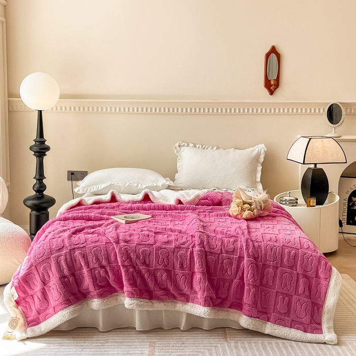 91家纺网 家纺一手货源 找家纺 （总）呗旺鹿 2024新款多巴胺双面塔肤绒高克重盖毯（特价款）