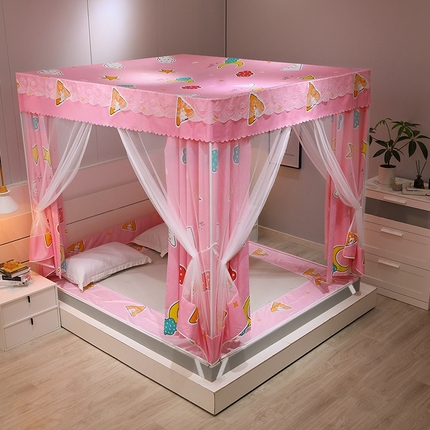 91家纺网 家纺一手货源 找家纺 显高蚊帐2025新款坐床遮光防尘坐床回底遮光蚊帐系列 蓝花免