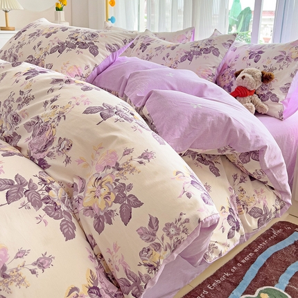 91家纺网 家纺一手货源 找家纺 （总）优选 2025直播爆款全棉12868印花四件套纯棉学生三件套床笠