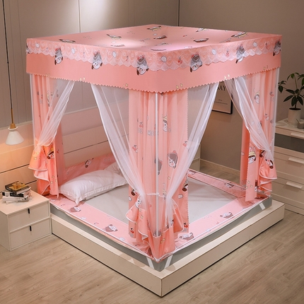 91家纺网 家纺一手货源 找家纺 显高蚊帐2025新款坐床遮光防尘坐床回底遮光蚊帐系列 蓝花免