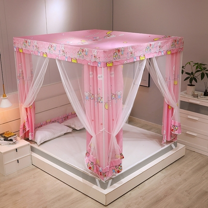 91家纺网 家纺一手货源 找家纺 显高蚊帐2025新款坐床遮光防尘坐床回底遮光蚊帐系列 蓝花免