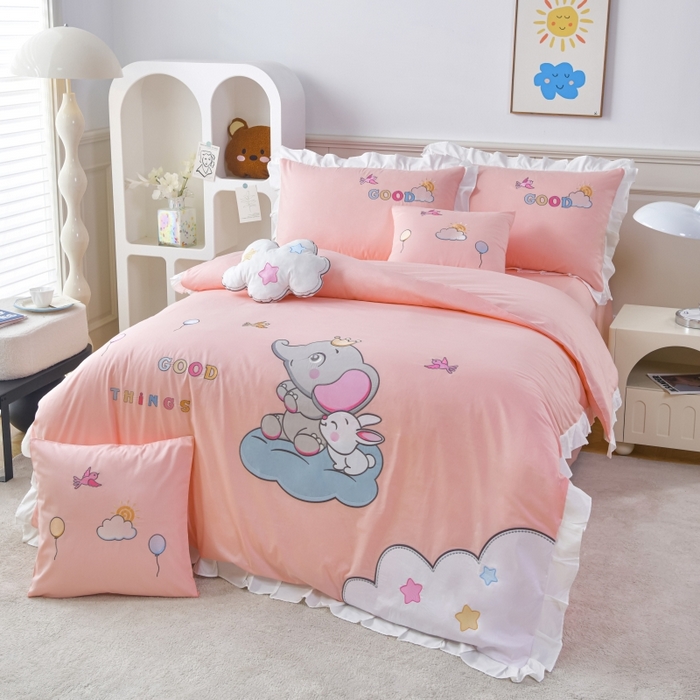 91家纺网 家纺一手货源 找家纺 （总）佳梦家纺 2024新款40支全棉高端贴布绣卡通四件套