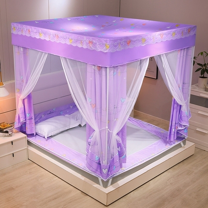 91家纺网 家纺一手货源 找家纺 显高蚊帐2025新款坐床遮光防尘坐床回底遮光蚊帐系列 蓝花免