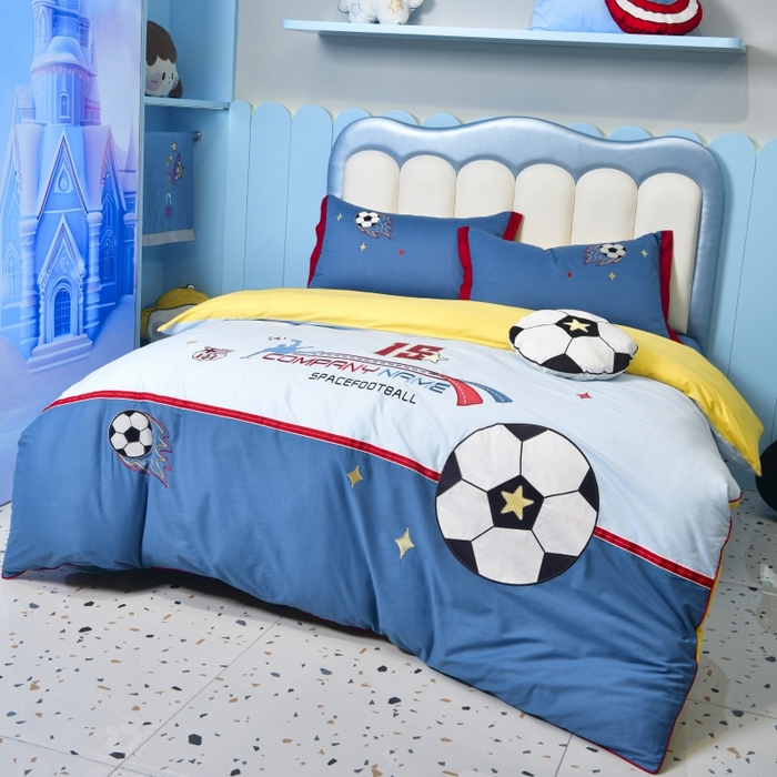 91家纺网 家纺一手货源 找家纺 佳梦家纺 2024新款40支全棉高端贴布绣卡通四件套 洛迪