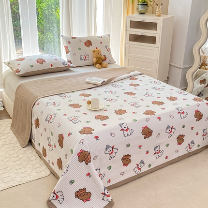 91家纺网 家纺一手货源 找家纺 （总）芷凡家纺 2024新款水洗双层纱夹棉单床盖防滑夹棉床单