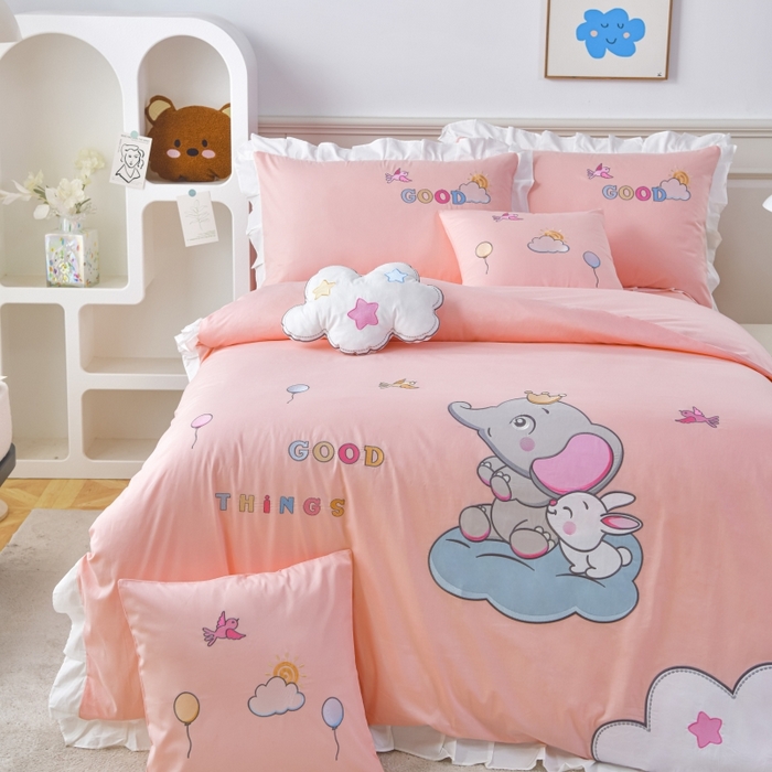 91家纺网 家纺一手货源 找家纺 （总）佳梦家纺 2024新款40支全棉高端贴布绣卡通四件套