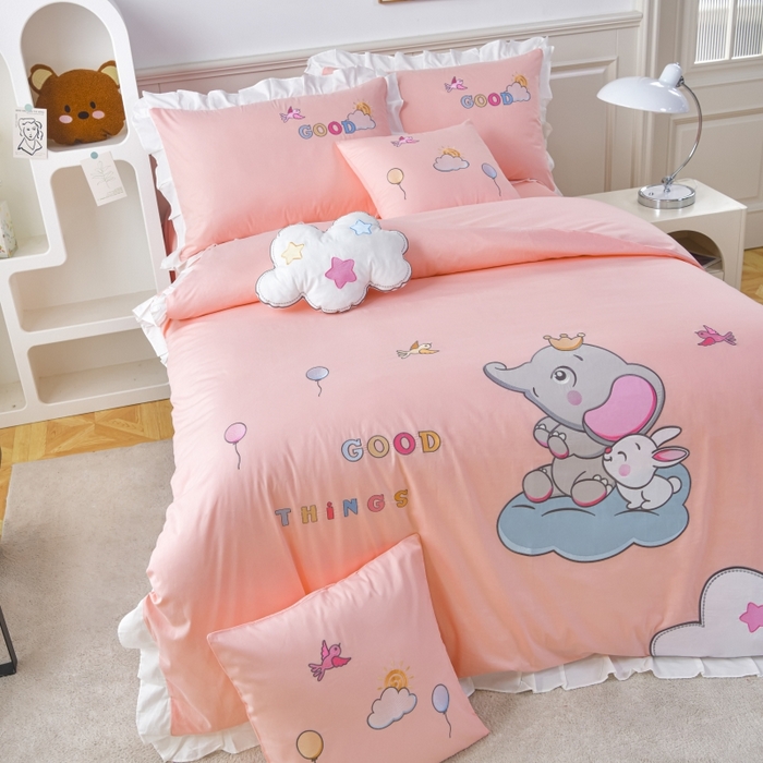 91家纺网 家纺一手货源 找家纺 （总）佳梦家纺 2024新款40支全棉高端贴布绣卡通四件套