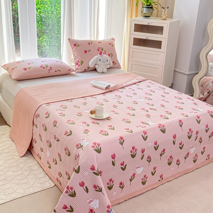 91家纺网 家纺一手货源 找家纺 （总）芷凡家纺 2024新款水洗双层纱夹棉单床盖防滑夹棉床单