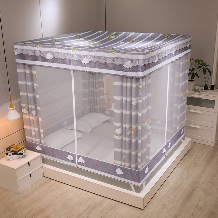 91家纺网 家纺一手货源 找家纺 显高蚊帐2025新款坐床遮光防尘坐床回底遮光蚊帐系列