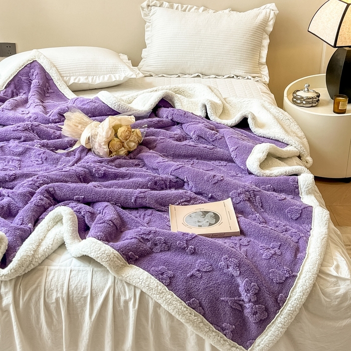 91家纺网 家纺一手货源 找家纺 呗旺鹿 2024新款多巴胺双面塔肤绒高克重盖毯（特价款） 花岛