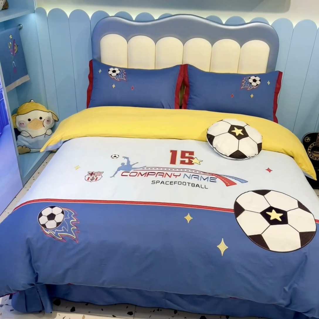 91家纺网 家纺一手货源 找家纺 佳梦家纺 2024新款40支全棉高端贴布绣卡通四件套 洛迪