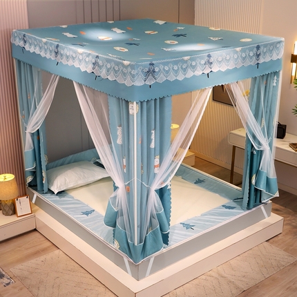 91家纺网 家纺一手货源 找家纺 显高蚊帐2025新款坐床遮光防尘床帘式蚊帐-回底全低（全花型） 1.8*2.2