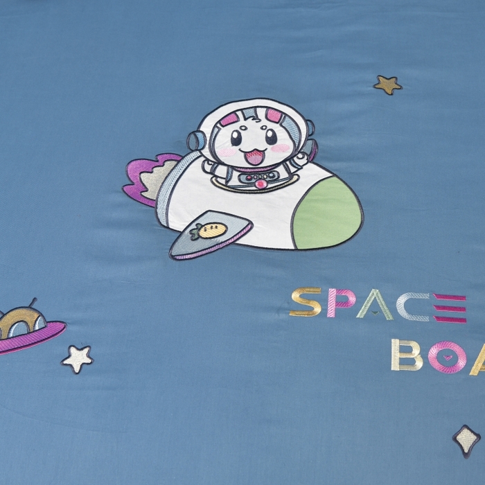 91家纺网 家纺一手货源 找家纺 佳梦家纺 2024新款40支全棉高端贴布绣卡通四件套 宇航兔