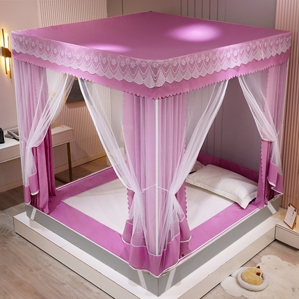 91家纺网 家纺一手货源 找家纺 显高蚊帐2025新款坐床遮光防尘坐床回底遮光蚊帐系列 蓝花免