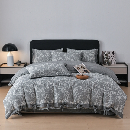 91家纺网 家纺一手货源 找家纺 （总）娜娜 2024新款全棉双层纱大提花四件套