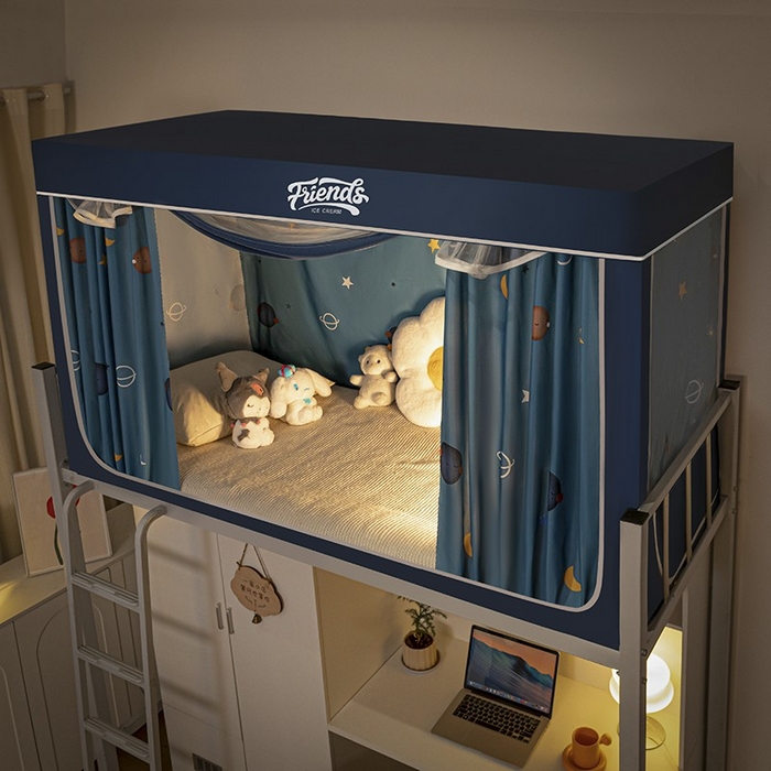 91家纺网 家纺一手货源 找家纺 爱上家居 2024新款强遮光防蚊学生宿舍蚊帐 星星月亮