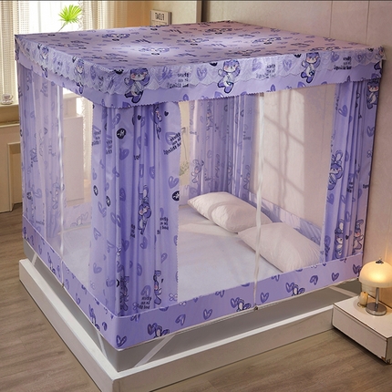 91家纺网 家纺一手货源 找家纺 显高 2025新款坐床遮光防蚊防尘床帘蚊帐-全底 一鹿有你