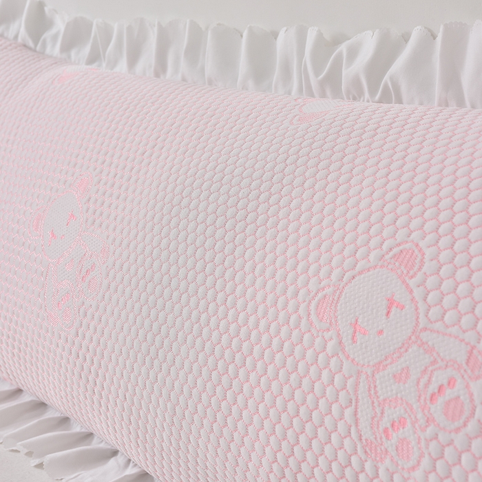 91家纺网 家纺一手货源 找家纺 艾兜坊 2024新款针织冰豆豆花边枕套 小熊·粉