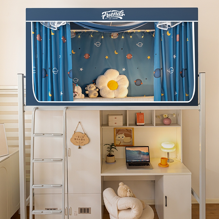 91家纺网 家纺一手货源 找家纺 爱上家居 2024新款强遮光防蚊学生宿舍蚊帐 星星月亮