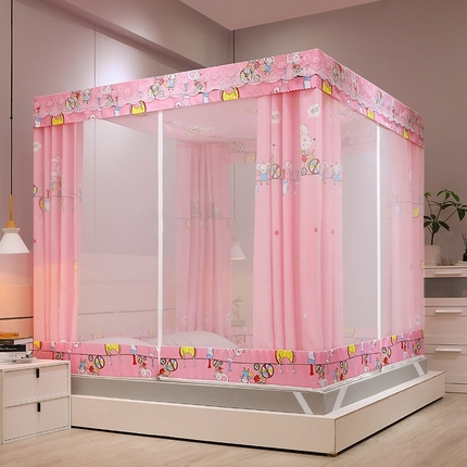 91家纺网 家纺一手货源 找家纺 显高 2025新款坐床遮光防蚊防尘床帘蚊帐-全底 一鹿有你