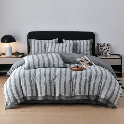 91家纺网 家纺一手货源 找家纺 （总）娜娜 2024新款全棉双层纱大提花四件套