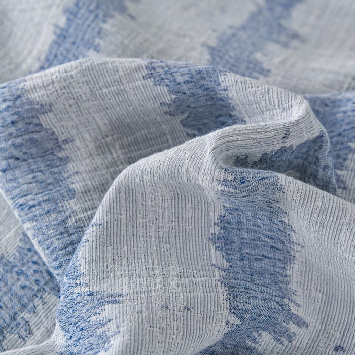 91家纺网 家纺一手货源 找家纺 娜娜 2024新款全棉双层纱大提花四件套 条纹-深蓝