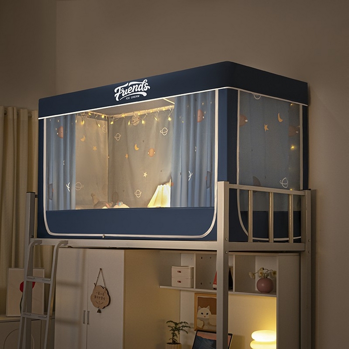 91家纺网 家纺一手货源 找家纺 爱上家居 2024新款强遮光防蚊学生宿舍蚊帐 星星月亮