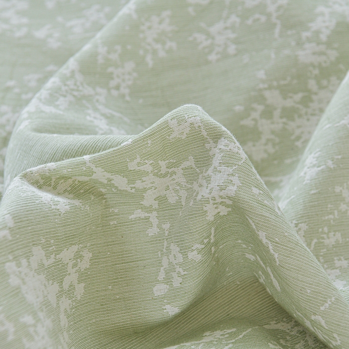 91家纺网 家纺一手货源 找家纺 娜娜 2024新款全棉双层纱大提花四件套 栀子花-浅绿