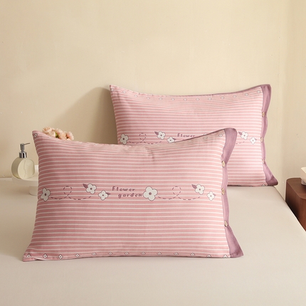 91家纺网 家纺一手货源 找家纺 悦然 2024新款全棉纱布枕套 清然-粉