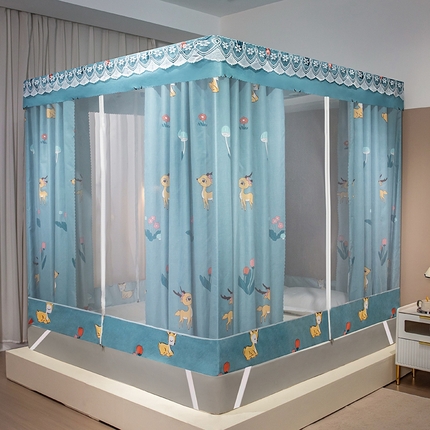 91家纺网 家纺一手货源 找家纺 （总2）显高 2025新款坐床遮光防蚊防尘床帘蚊帐-全底