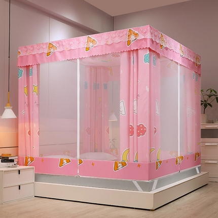 91家纺网 家纺一手货源 找家纺 （总2）显高 2025新款坐床遮光防蚊防尘床帘蚊帐-全底