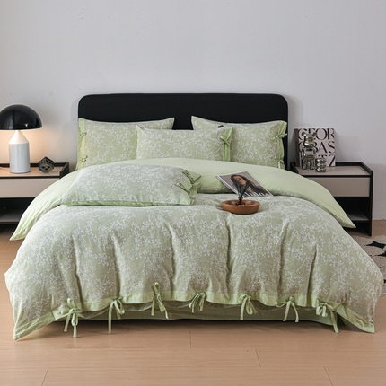 91家纺网 家纺一手货源 找家纺 （总）娜娜 2024新款全棉双层纱大提花四件套