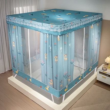 显高 2025新款坐床遮光防蚊防尘床帘蚊帐-全底 一鹿有你