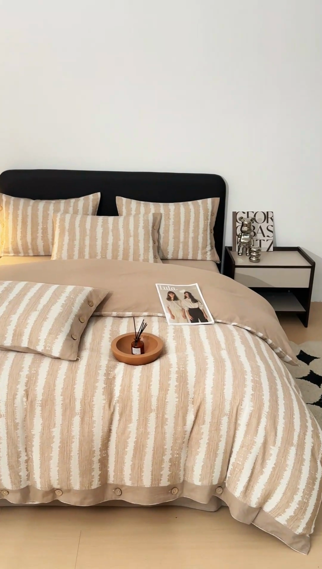 91家纺网 家纺一手货源 找家纺 娜娜 2024新款全棉双层纱大提花四件套 栀子花-黄