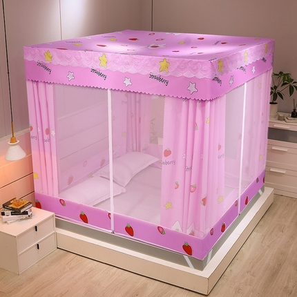 91家纺网 家纺一手货源 找家纺 显高 2025新款坐床遮光防蚊防尘床帘蚊帐-全底 一鹿有你