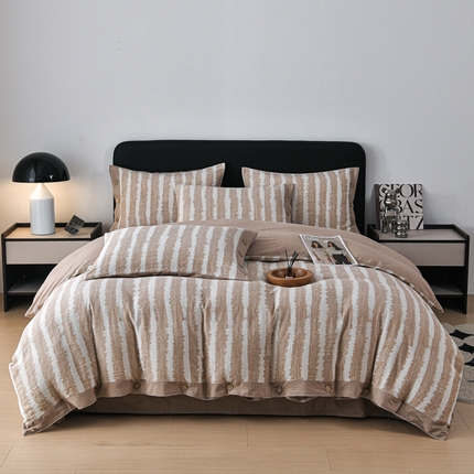 91家纺网 家纺一手货源 找家纺 （总）娜娜 2024新款全棉双层纱大提花四件套