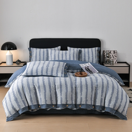 91家纺网 家纺一手货源 找家纺 （总）娜娜 2024新款全棉双层纱大提花四件套