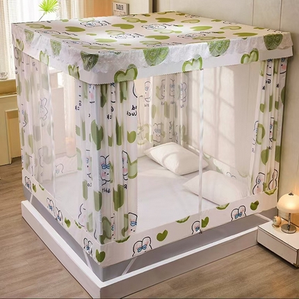 91家纺网 家纺一手货源 找家纺 显高 2025新款坐床遮光防蚊防尘床帘蚊帐-全底 一鹿有你