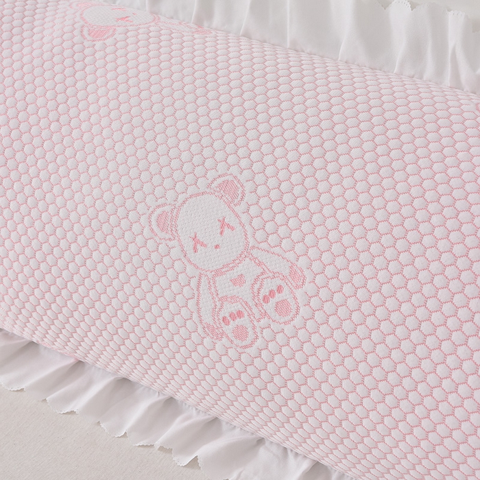 91家纺网 家纺一手货源 找家纺 艾兜坊 2024新款针织冰豆豆花边枕套 小熊·粉