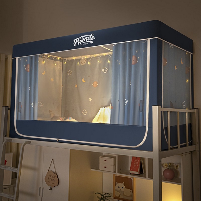 91家纺网 家纺一手货源 找家纺 爱上家居 2024新款强遮光防蚊学生宿舍蚊帐 星星月亮