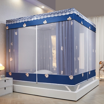 91家纺网 家纺一手货源 找家纺 （总2）显高 2025新款坐床遮光防蚊防尘床帘蚊帐-全底