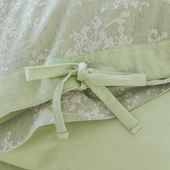 91家纺网 家纺一手货源 找家纺 娜娜 2024新款全棉双层纱大提花四件套 栀子花-浅绿