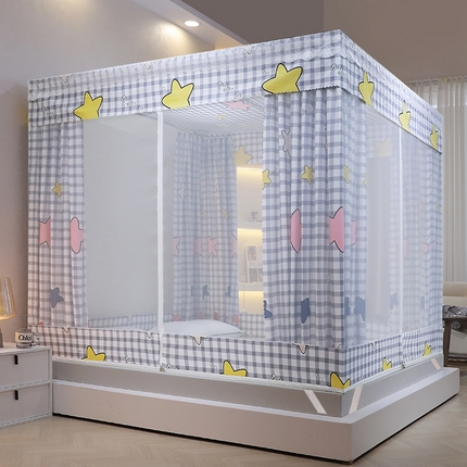 91家纺网 家纺一手货源 找家纺 （总2）显高 2025新款坐床遮光防蚊防尘床帘蚊帐-全底