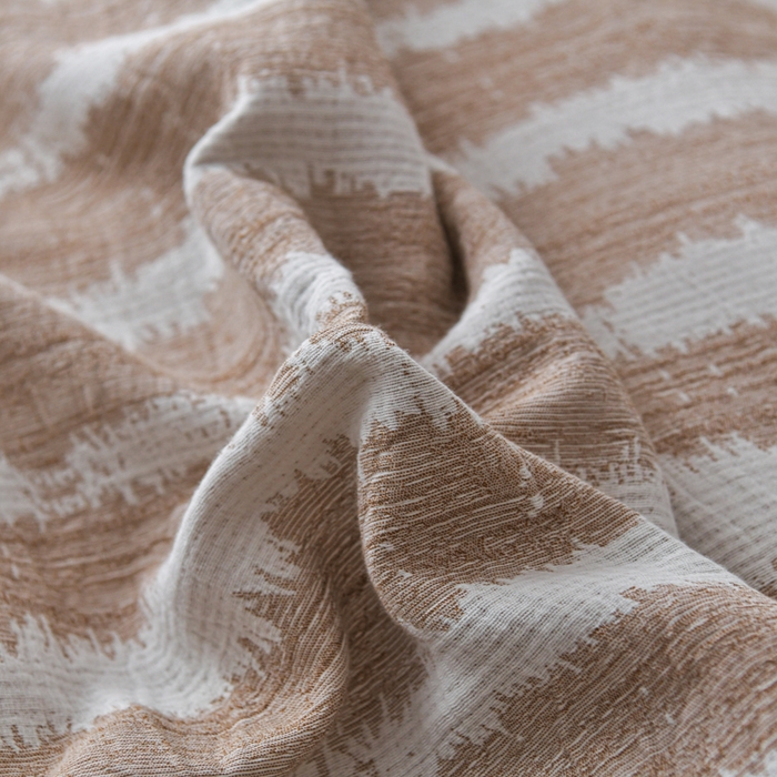 91家纺网 家纺一手货源 找家纺 娜娜 2024新款全棉双层纱大提花四件套 条纹-咖