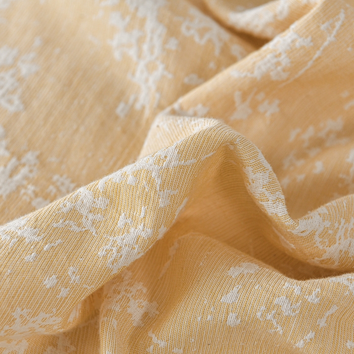 91家纺网 家纺一手货源 找家纺 娜娜 2024新款全棉双层纱大提花四件套 栀子花-黄